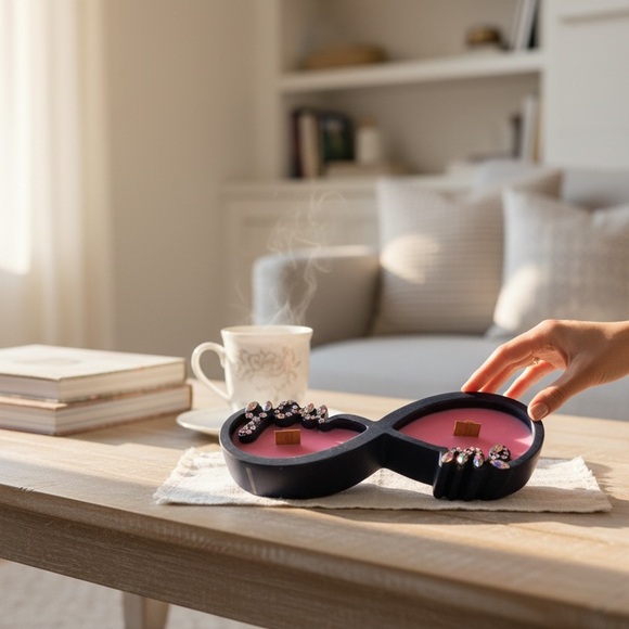 Hand Crafted Other - Cotton Candy Infinity Soy Candle | Handmade Resin Vessel | Symbol of Forever